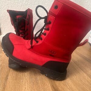 UGG Red and Black Fleece-Lined Boots